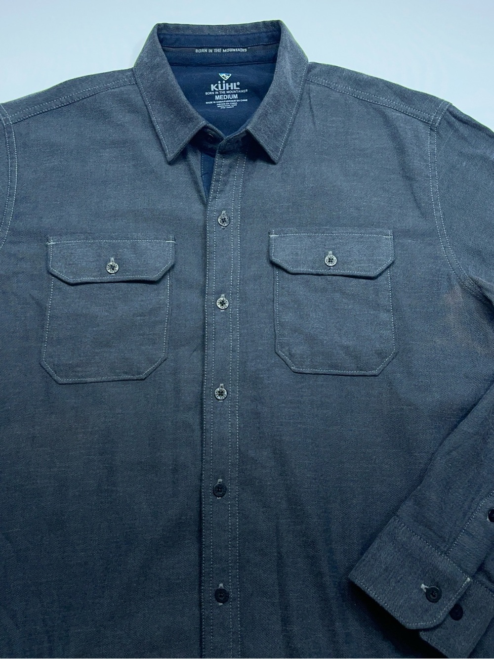 KUHL Descendr Flannel Button Up Shirt Mens Size Medium Gray Long Sleeve Hiking - Picture 3 of 9